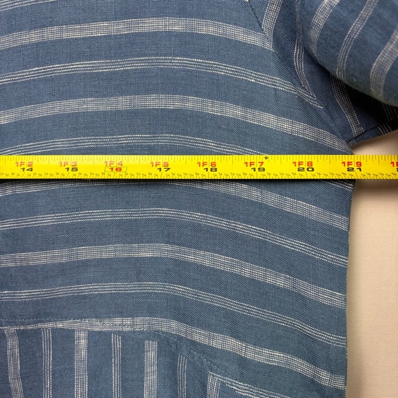 Habitat Linen Button Top Sz M White Blue Pin Striped Style 42511 Coastal Chic - Picture 4 of 16